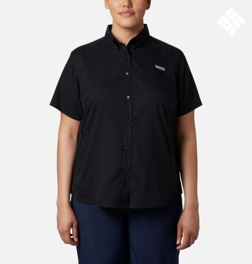 Camasa Columbia PFG Tamiami II Scurte Sleeve Dama Negrii | Plus Size YXQ1A0ZM9